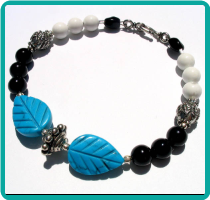 Turquoise Howlite Leaves on Black and White