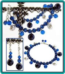 Midnight Blue and Capri Crystal Charm Bracelet