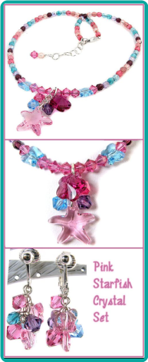 Girl's Pink Starfish Crystal Necklace