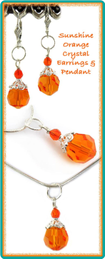 Sunshine Orange Crystal Earrings & Pendant