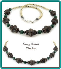 Fancy Barrels, Green Mountain Jade, and Riverstone Men's Bead Necklace