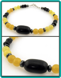 Black and Yellow Men's Stone Bead Bracelet