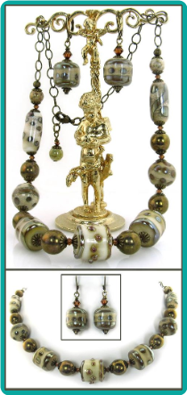 Silvered Brass Lampwork Necklace