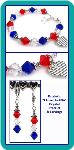 Red, White and Blue Crystal Bracelet & Earrings