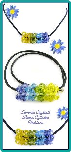 Summer Crystals Woven Cylinder Necklace