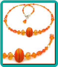 Orange Lampwork and Crystal Necklace